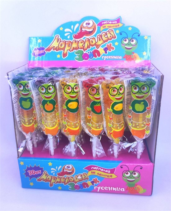 Фигурный мармелад на палочке «Мармеладсы Зоопарк: ГУСЕНИЦА» 14 гр. 30 шт. уп. 01904