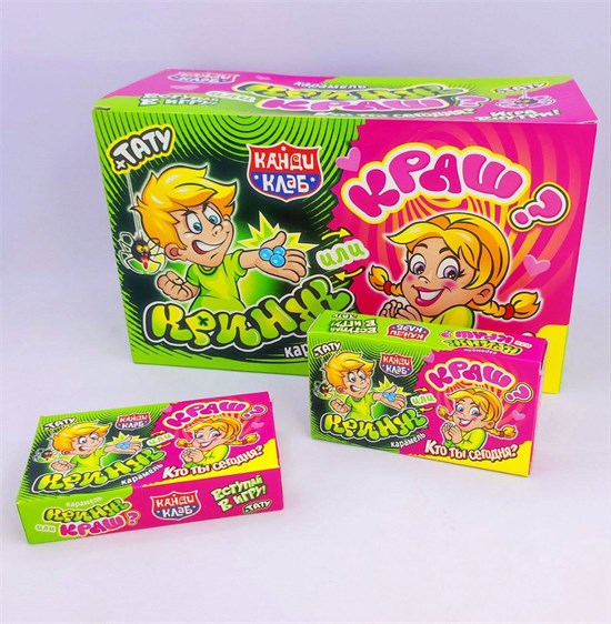 Карамель с татуировкой "Кринж или краш?" 10 гр. 24 шт. уп. 02652