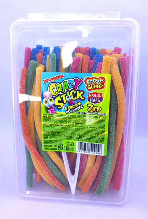 Жевательный мармелад в кислой обсыпке «CRAZY GUMMY CRAZY STICK» ассорти 10 гр. 150 шт. уп. 01382