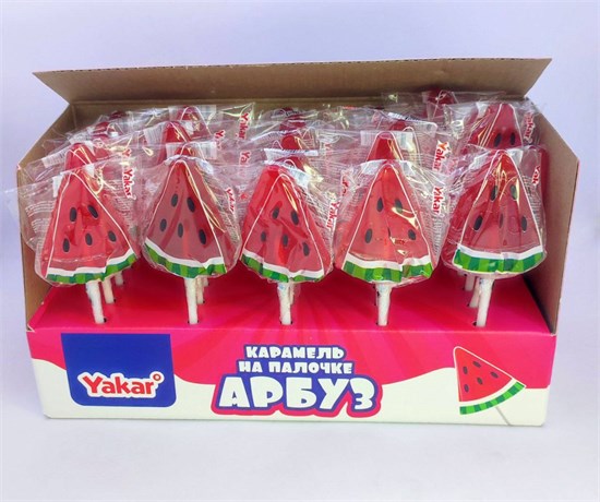 Карамель на палочке Yakar "Арбуз" ассорти 16 гр. 30 шт. уп 02936
