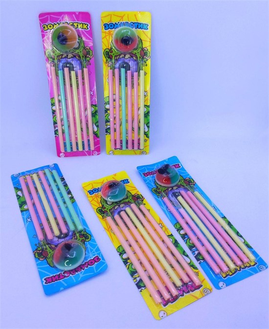 Жевательный мармелад с сахарной конфетой "Зомбастик глаз" 13г*30шт* 01214