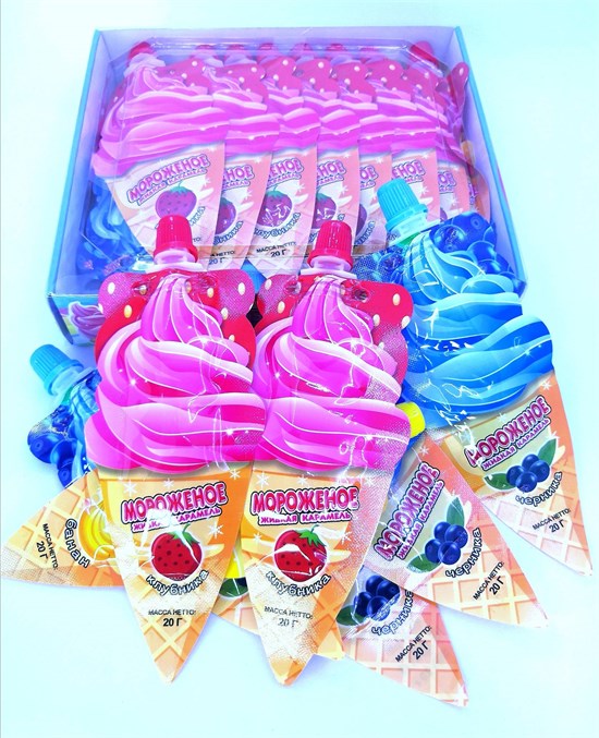 "Жидкая карамель ""Мороженое"" ассорти 20гр*24шт* 00889