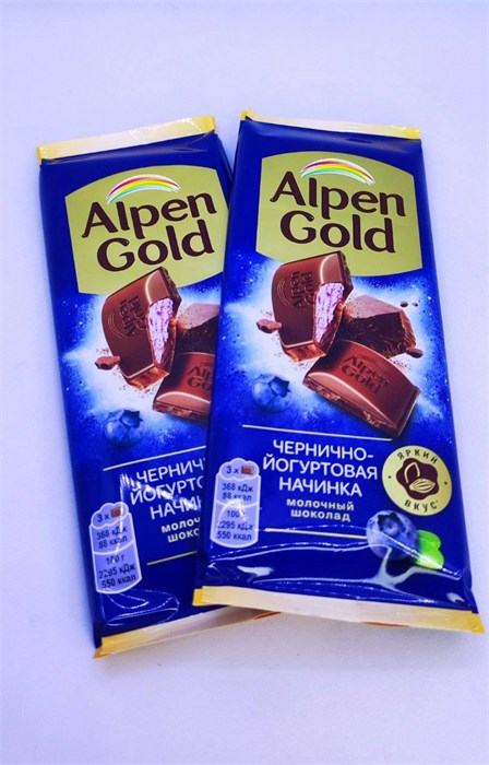 Плиточный шоколад "Alpen Gold" Йогурт с черникой 80 гр. 21 шт. уп. 02620