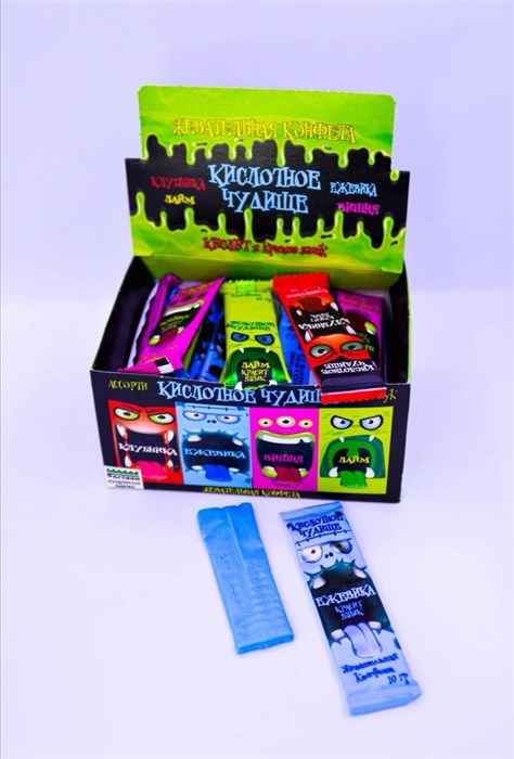 Кислая жев. конф. красящая язык "Кислотное чудище" 10 гр. 50 шт. уп. 00185