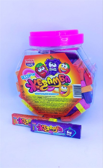 Жевательная конфета "Жевамба" ассорти, 16 гр. 60 шт. уп. 02758