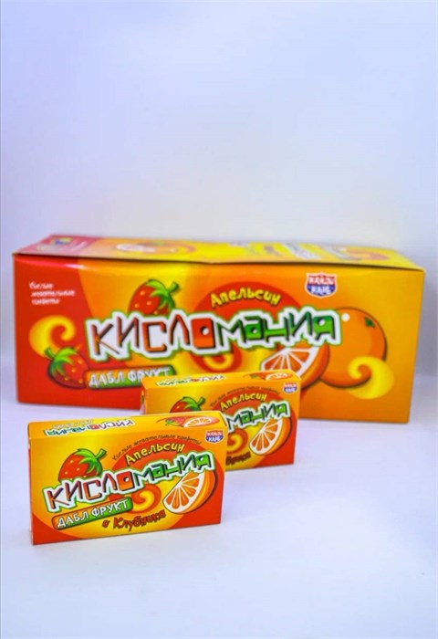 Жевательные конфеты "Кисломания дабл фрукт" арбуз и ананас 14 гр. 30 шт. уп 00665