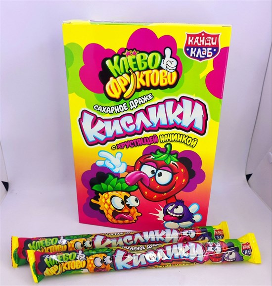 Сахарное драже с хрустящей начинкой "Кислики Клево-Фруктово" 18 гр. 30 шт. уп. 02746