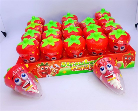 Карамель с кислой пудрой в виде клубники "STRAWBERRY", 12 гр. 20 шт. уп. (МТ) 02730