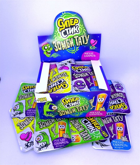 Мягкая карамель "Супер стик с тату ЗОМБИ" 5 гр. 40 шт. уп. 00806