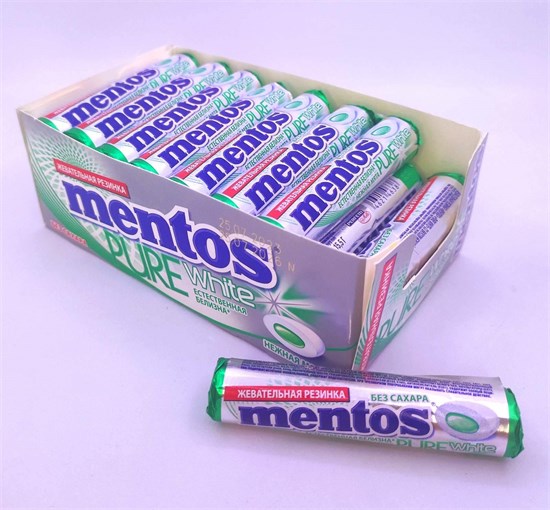 Жевательная резинка "Mentos"  Pure fresh нежная мята 15.5 гр. 24 шт 00761