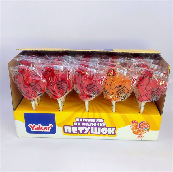 Карамель на палочке Yakar "Петушок" ассорти 16 гр. 30 шт. уп 03017