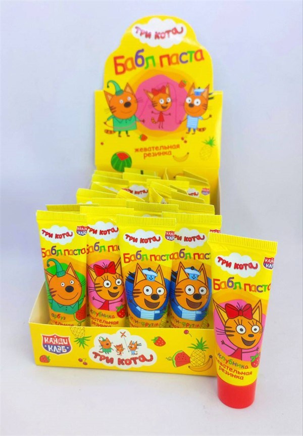 Жевательная резинка "Бабл Паста" ассорти (Три кота) 20 гр. 24 шт. уп. 03021