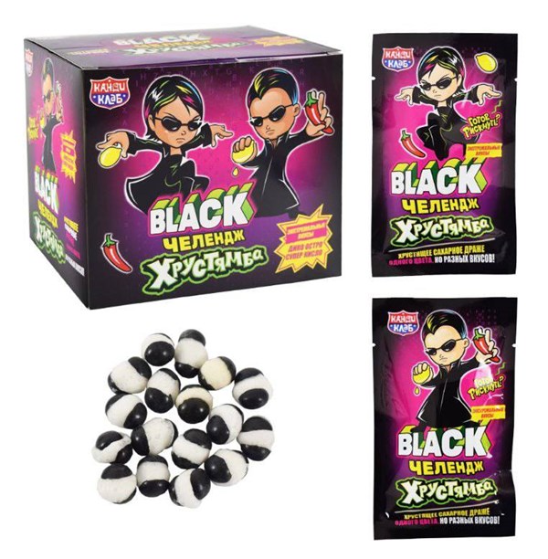 Хрустящее сахарное драже "Хрустямба. Black Челендж" 10 гр. 30 шт. уп 02963