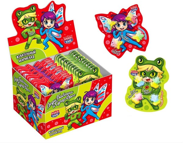 Жевательный мармелад "Леди Бабочка и Супер Фрог" ассорти 9 гр. 30 шт. уп 02937