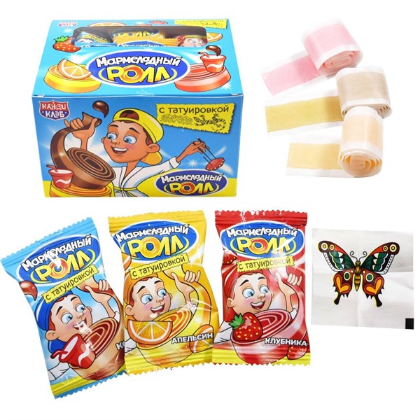 Мармелад  "МАРМЕЛАДНЫЙ РОЛЛ" с татуировкой 12 гр. 36 шт. уп 00537