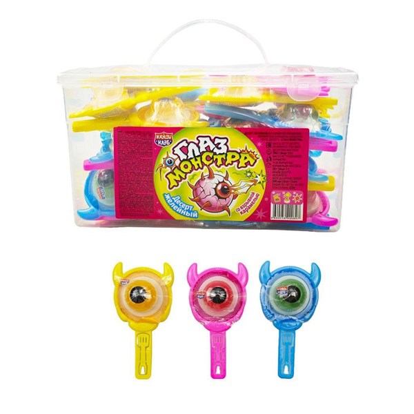 Десерт желейный со взрывной карамелью «Глаз Монстра» ассорти 14 гр. 30 шт. уп 02932