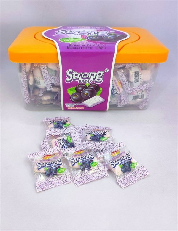 Жевательная резинка «STRONG BREAK» со вкусом черники и мяты 486 гр. (2,7г*180шт) 03071
