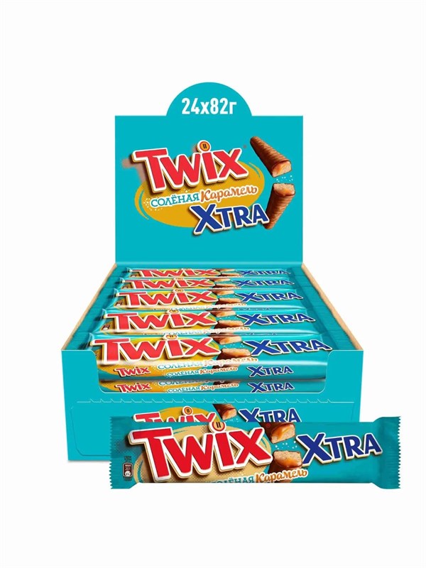 Шоколадный батончик "Twix Xstra" Соленая Карамель 82 гр. 24 шт. уп. 9785353117978