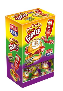 Кислая жевательная резинка с начинкой «Crazy Бургер» 4 гр. 100 шт. уп. 01352