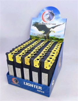 "ЧЕРНАЯ" зажигалка пьезо ОБРЕЗИНЕННЫЙ корпус 50 шт. уп. /БЛ (833-2B) 9785353117930